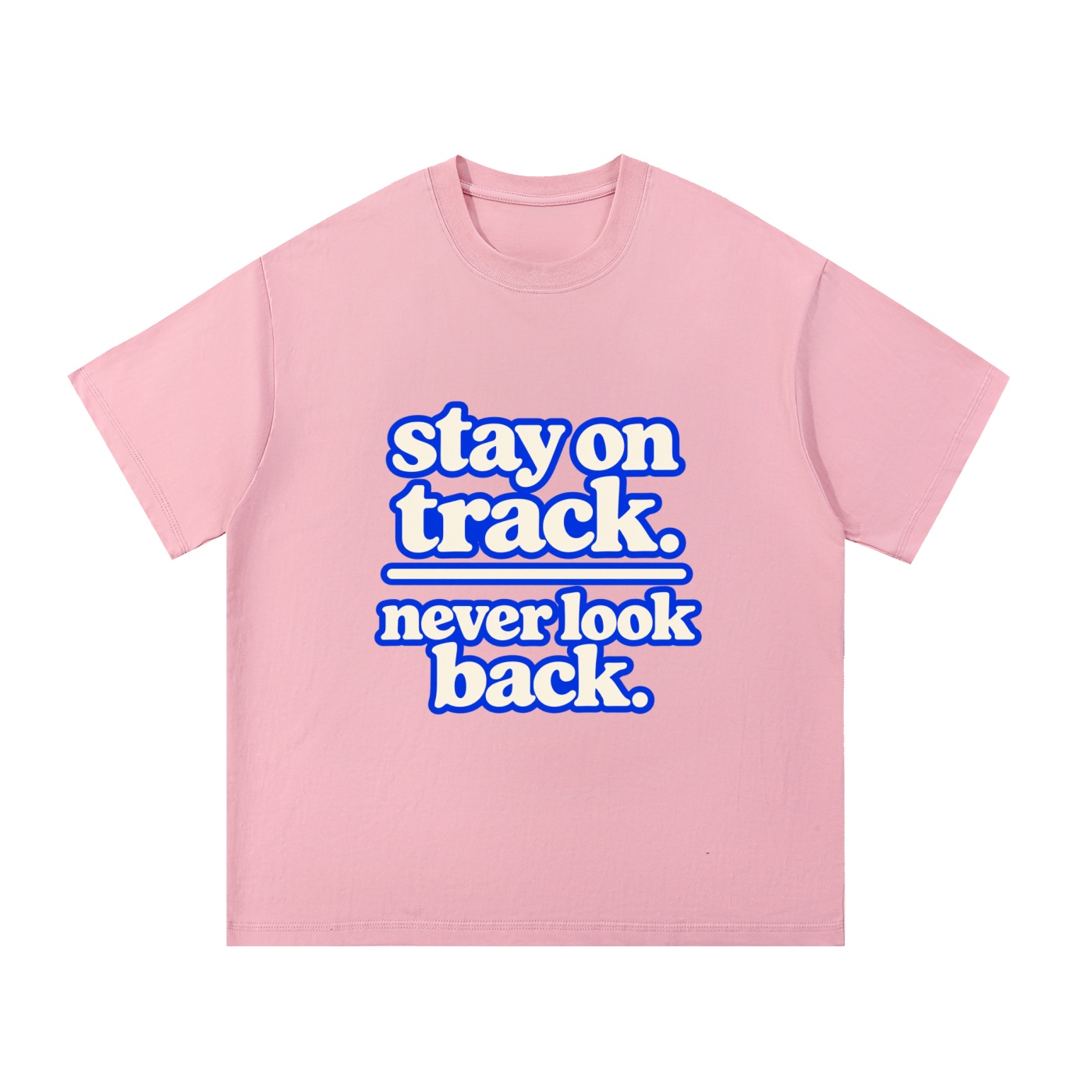 "stay on track. never look back." Essential Cotton T-Shirt - Image 7