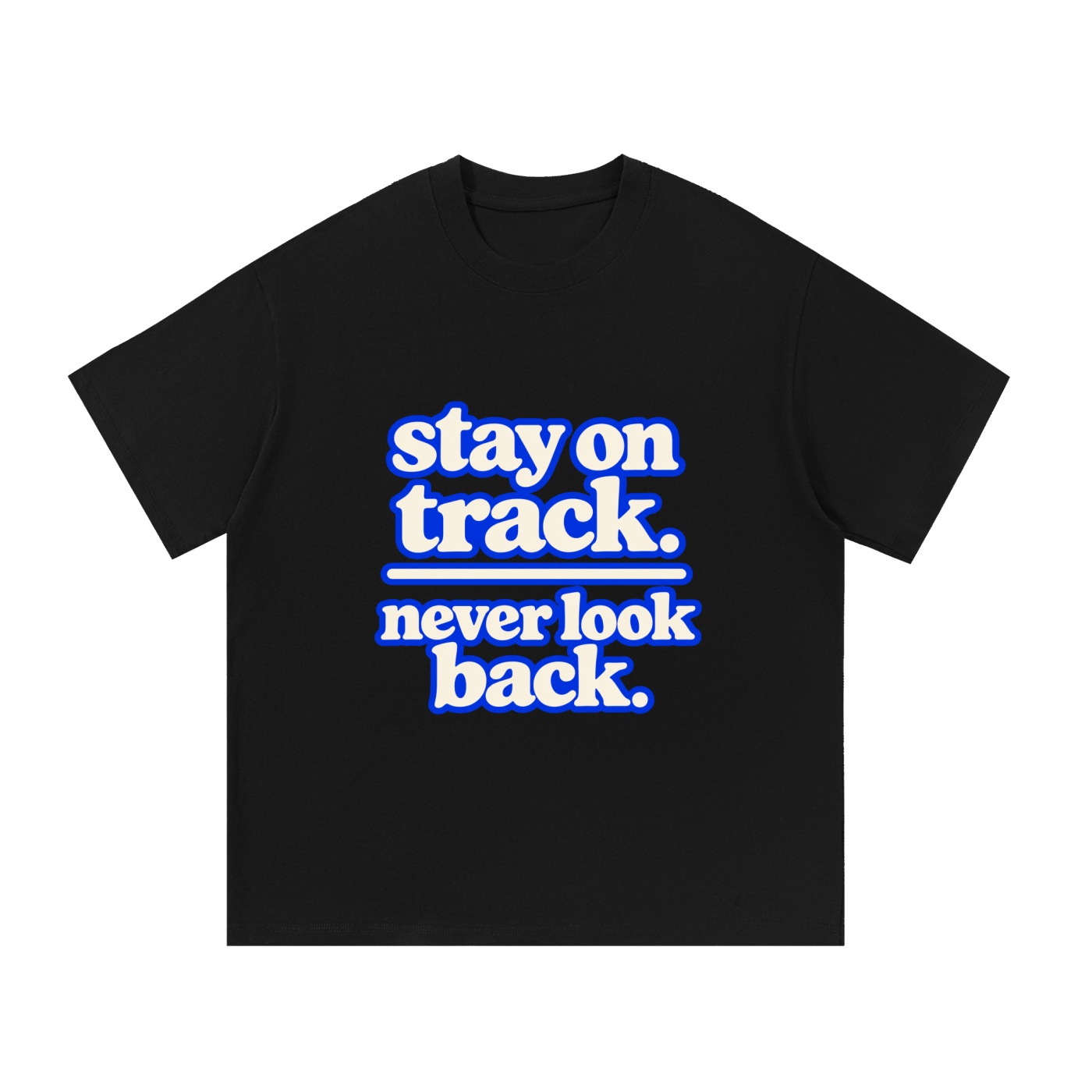 "stay on track. never look back." Essential Cotton T-Shirt - Image 6