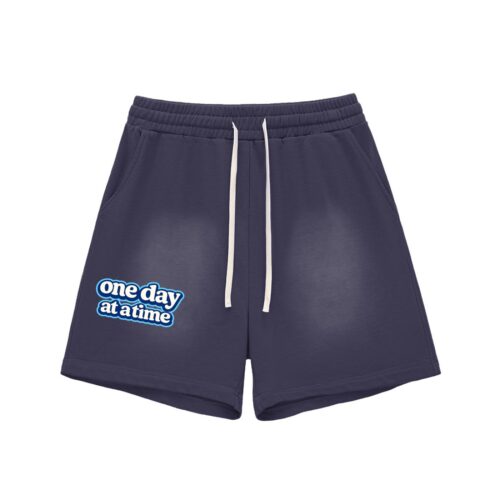 "one day at a time" Faded Cotton Shorts
