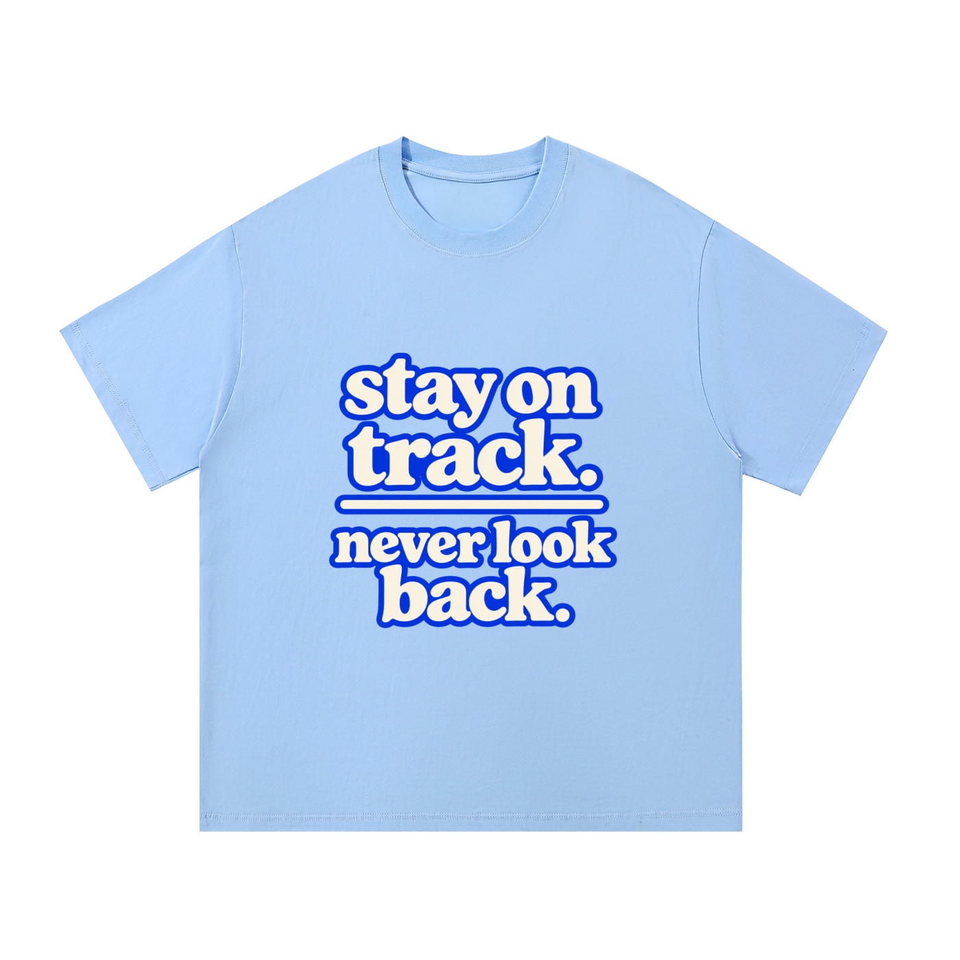 "stay on track. never look back." Essential Cotton T-Shirt - Image 3