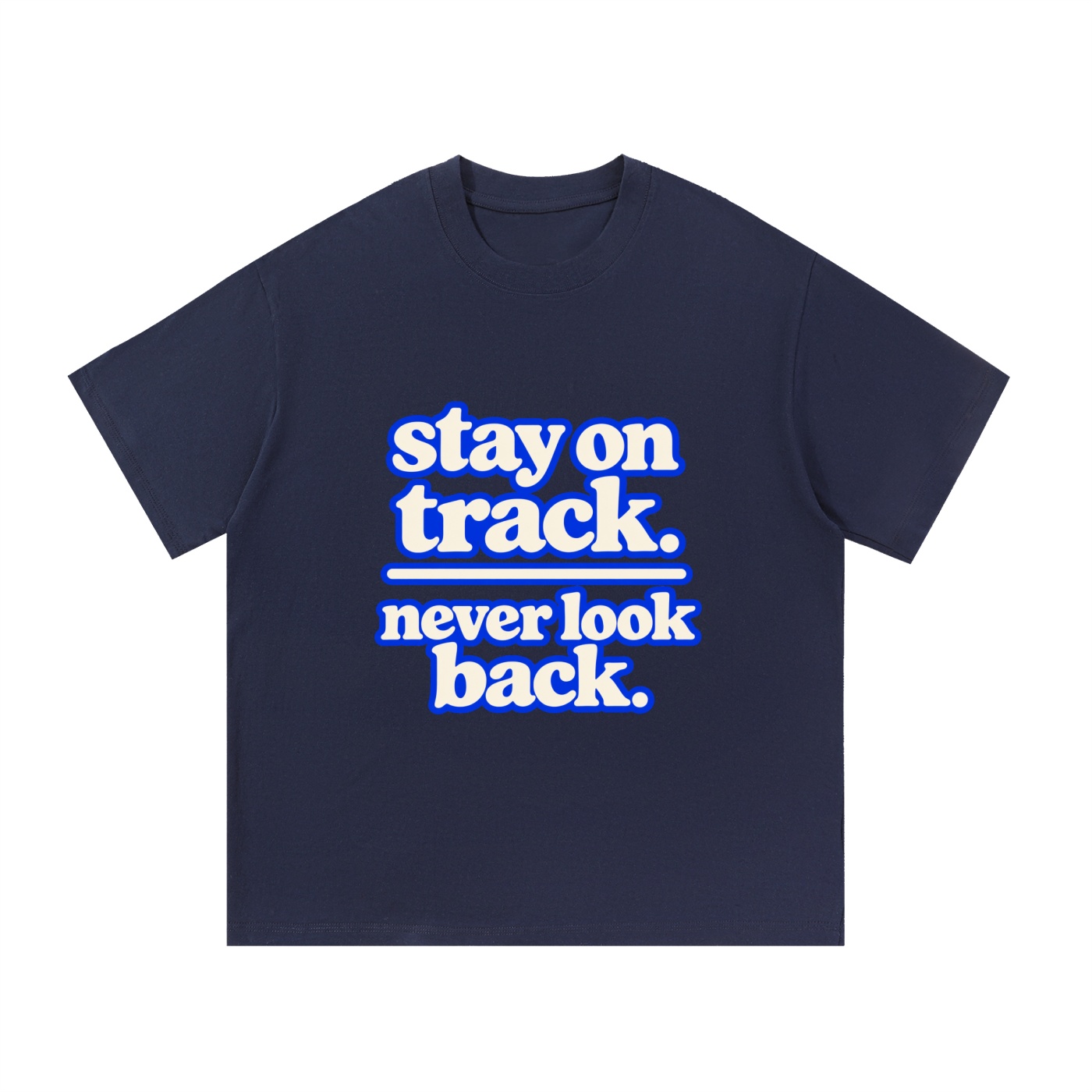 "stay on track. never look back." Essential Cotton T-Shirt - Image 4